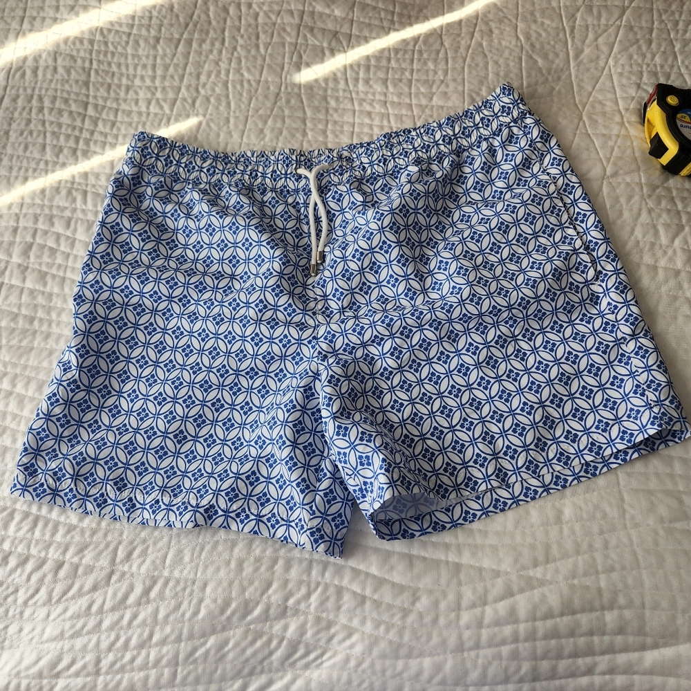 Blue Patterned Men's Shorts